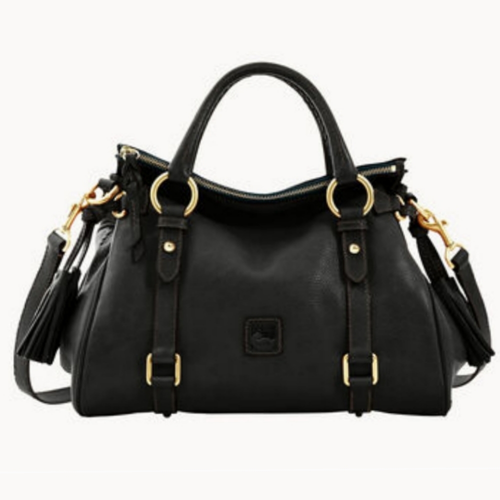 DOONEY & BOURKE Florentine Leather Small Satchel Crossbody Bag NWOT Black - Picture 1 of 16